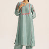 Women's Blue Haze Chanderi Banjara Embroidery Co-ord Set