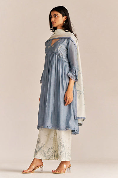 Indyancart GF Women's Stone Grey Kurta Set