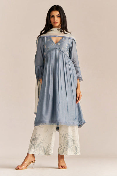 Indyancart GF Women's Stone Grey Kurta Set
