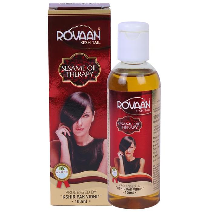 Multani Rovaan Kesh Tail Ayurvedic Thailam in a glass bottle with a dropper for hair care.