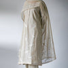 Women's Fog Beige Woven Kurta Suit Set With Embroidery and Hand Work Detailing