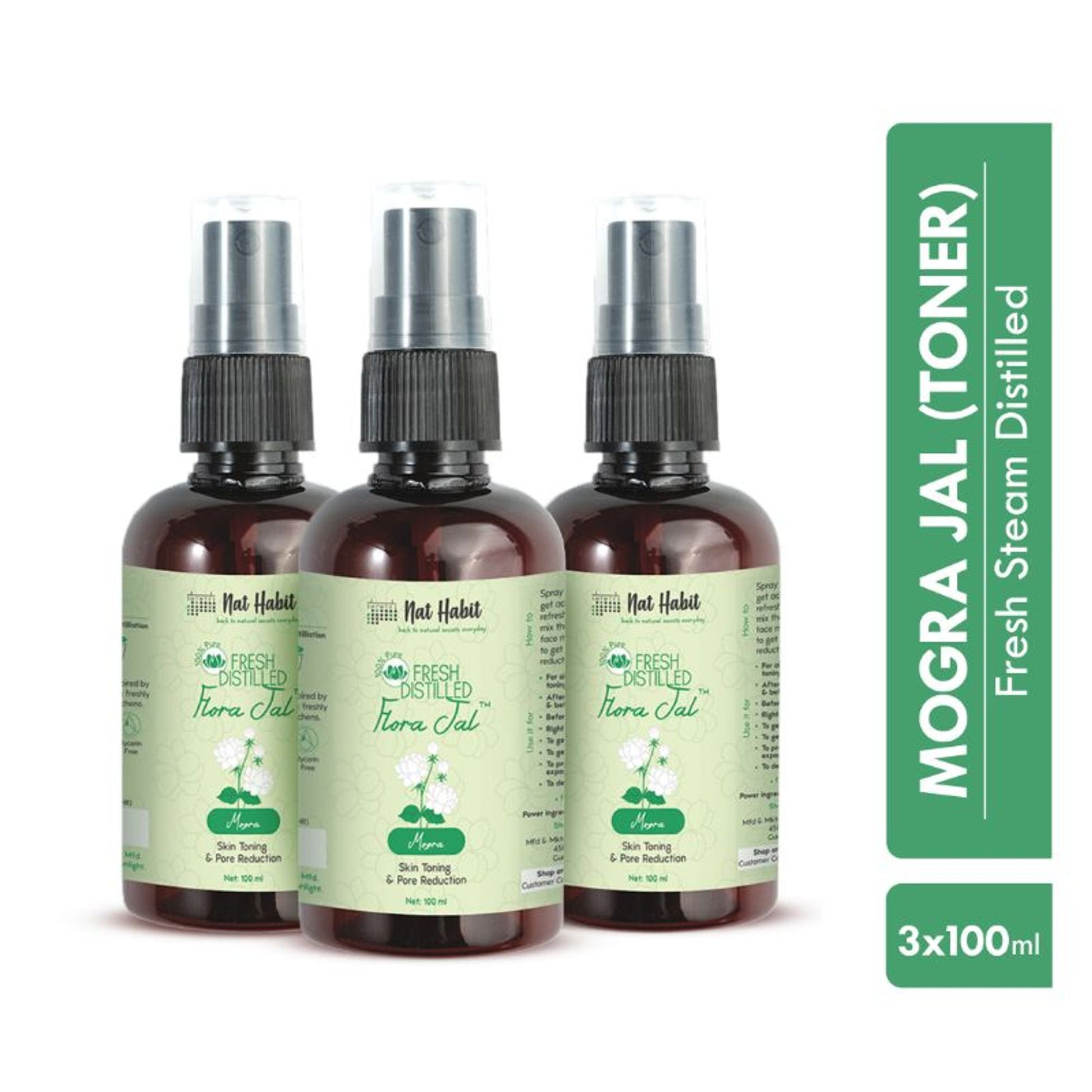 Nat Habit 100% Pure Mogra Jal, Jasmine Water, Toner & Face Mist for Oil Control, Acne & Hydration