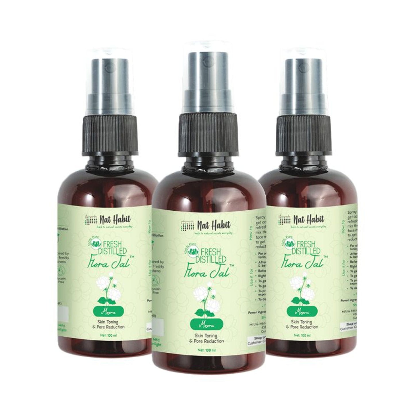 Nat Habit 100% Pure Mogra Jal, Jasmine Water, Toner & Face Mist for Oil Control, Acne & Hydration