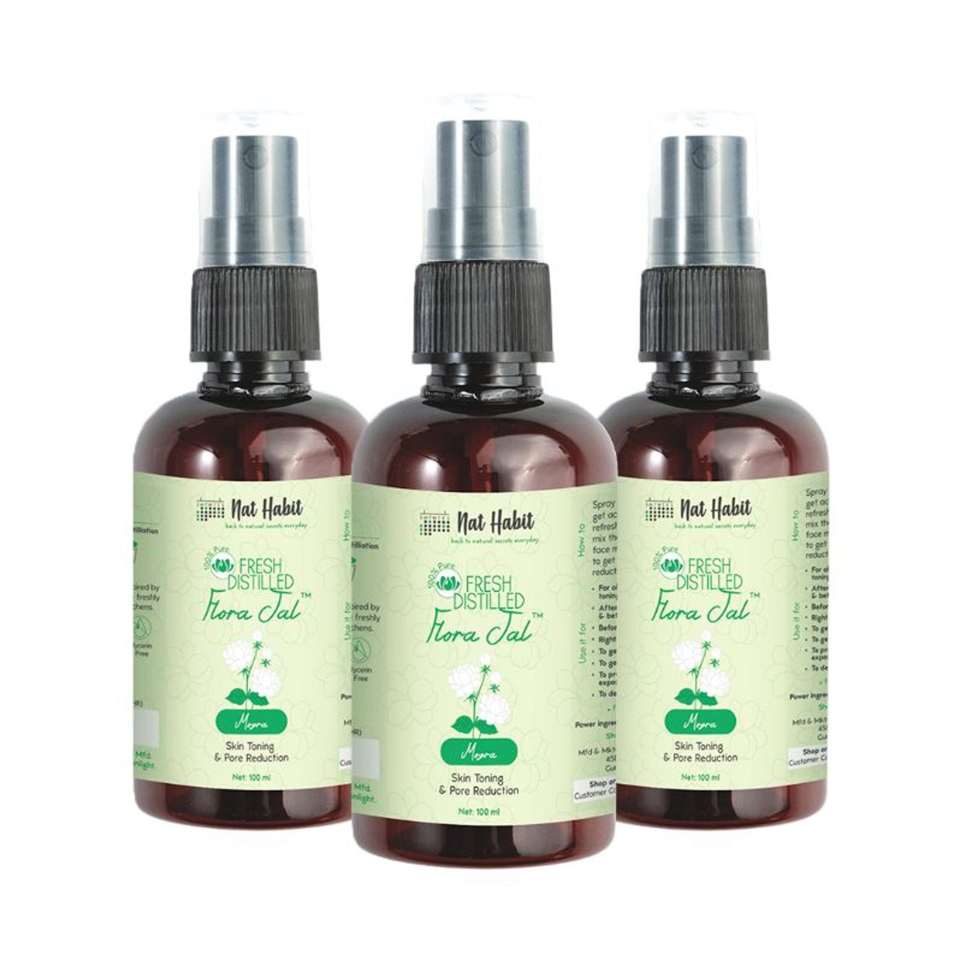 Nat Habit 100% Pure Mogra Jal, Jasmine Water, Toner & Face Mist for Oil Control, Acne & Hydration