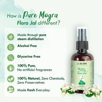 Nat Habit 100% Pure Mogra Jal, Jasmine Water, Toner & Face Mist for Oil Control, Acne & Hydration