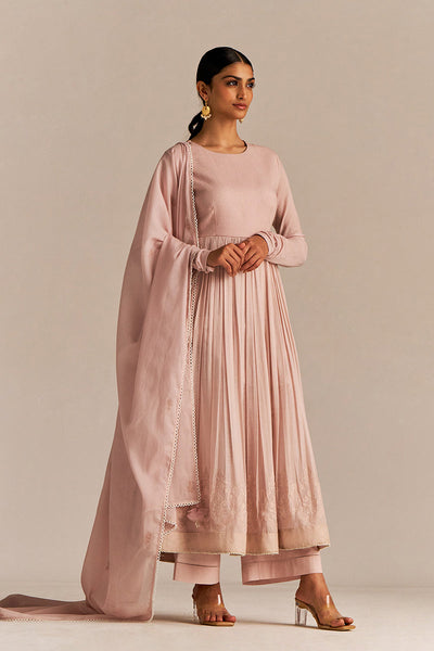 Indyancart GF Women's Mauve Chalk Mul-Mul Anarkali Kurta Set