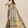 Women's Aura Silk Beige Printed Designer Saree With Blouse Piece