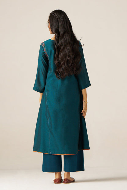 Women's Balsam Blue Silk Co-ord Set