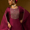 Dhiyona IE Ethnic Motifs Embroidered Sequinned Straight Kurta with Trousers & With Dupatta