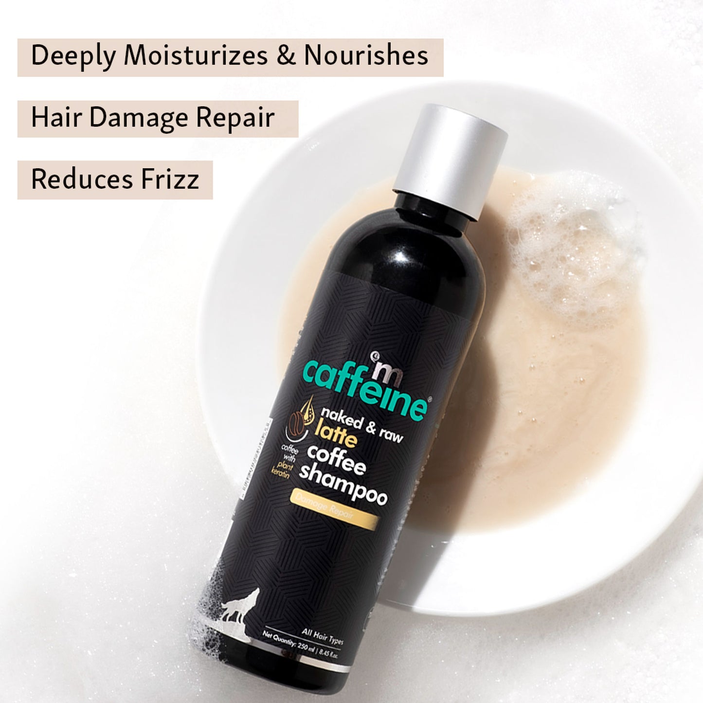 MCaffeine Latte Coffee Shampoo for Damage Repair with Coconut Milk & Keratin