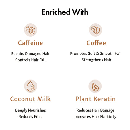 MCaffeine Latte Coffee Shampoo for Damage Repair with Coconut Milk & Keratin