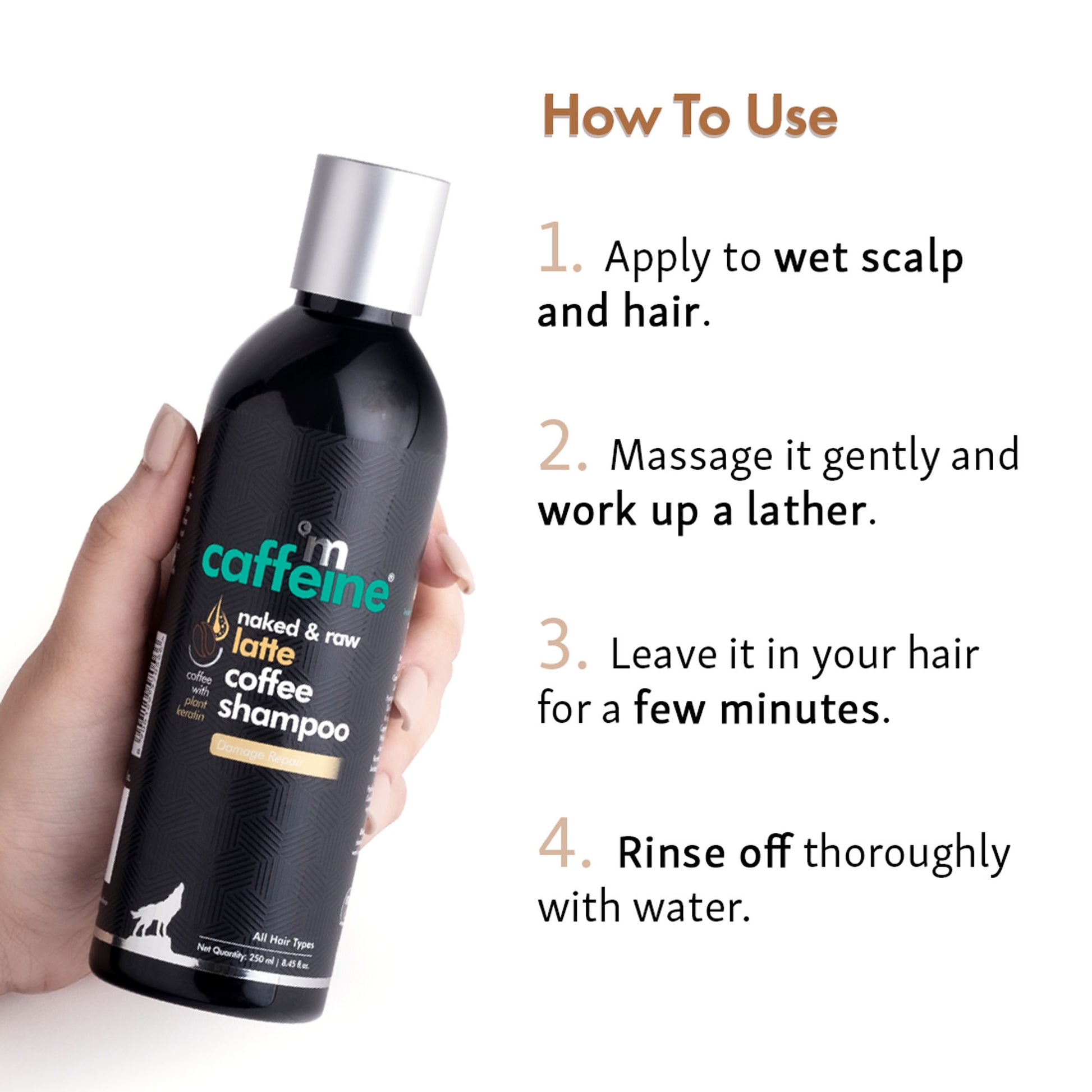 MCaffeine Latte Coffee Shampoo for Damage Repair with Coconut Milk & Keratin
