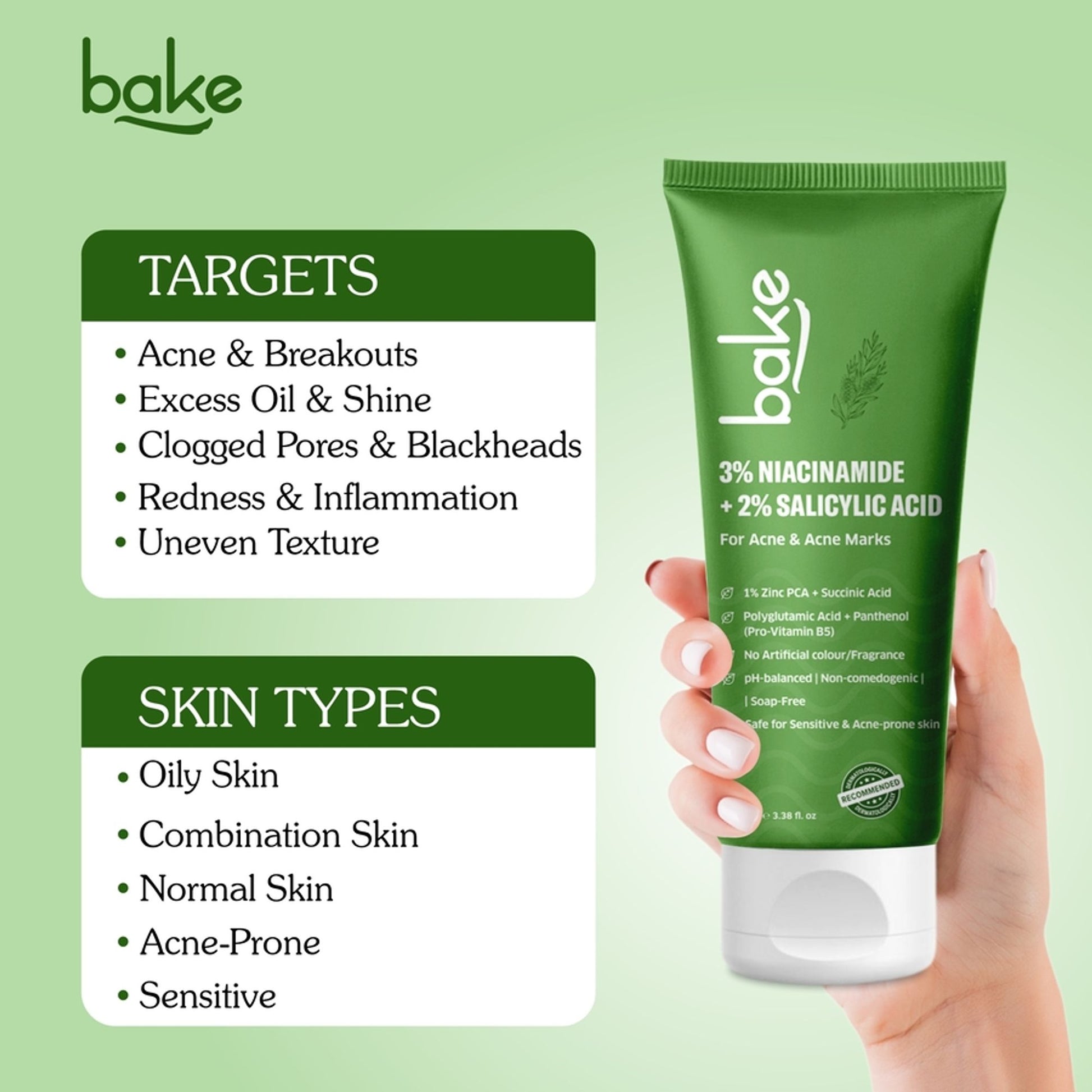 Bake 3% Niacinamide + 2% Salicylic Acid Face Wash For Acne & Acne Marks