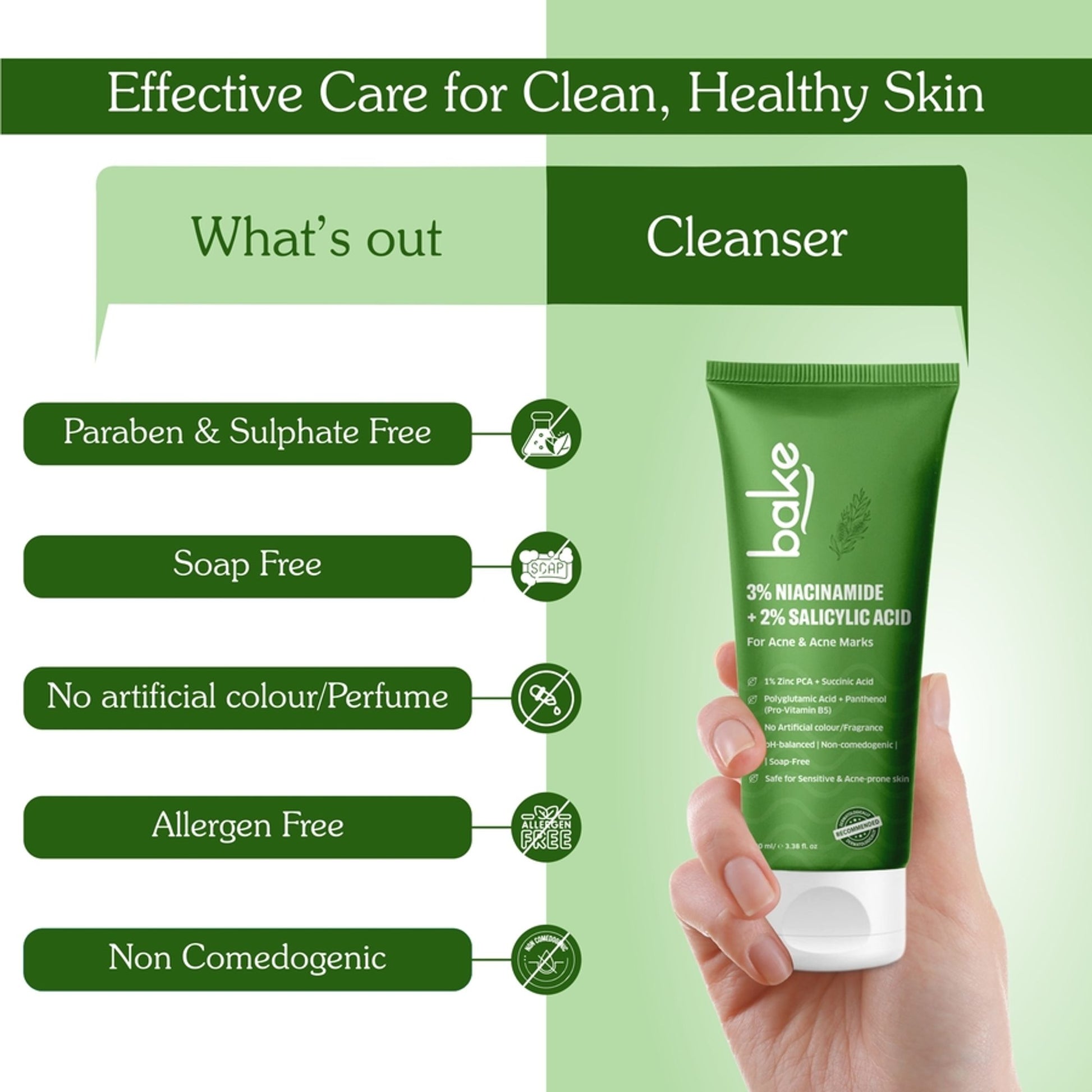 Bake 3% Niacinamide + 2% Salicylic Acid Face Wash For Acne & Acne Marks