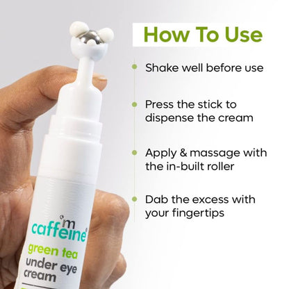 MCaffeine Vitamin C Green Tea Under Eye Cream with 3% Caffeine to Reduce Fine Lines & Dark Circles