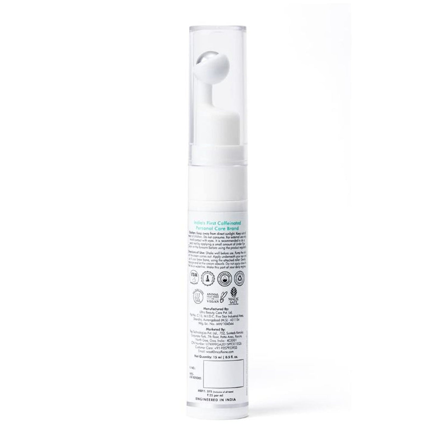 MCaffeine Vitamin C Green Tea Under Eye Cream with 3% Caffeine to Reduce Fine Lines & Dark Circles