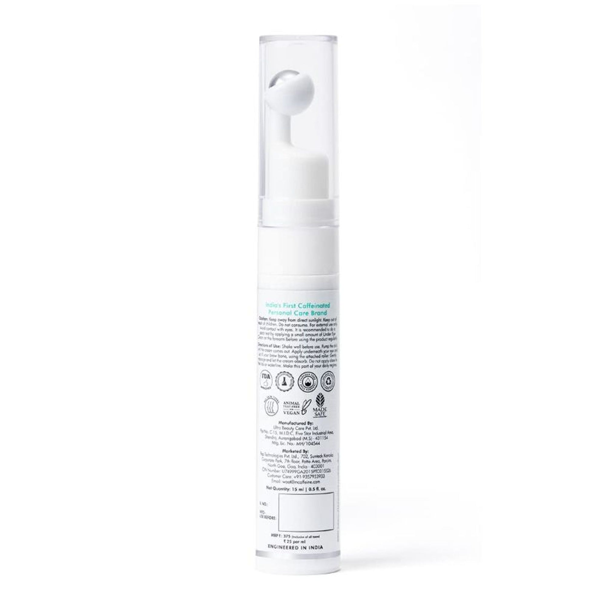 MCaffeine Vitamin C Green Tea Under Eye Cream with 3% Caffeine to Reduce Fine Lines & Dark Circles