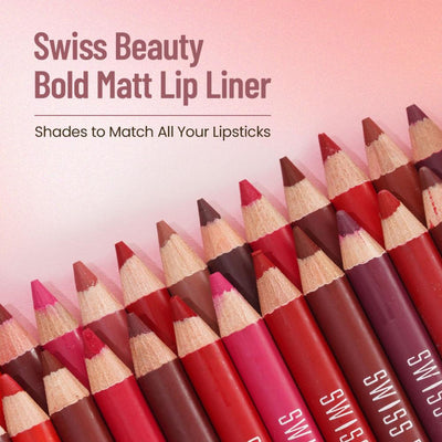 Swiss Beauty Bold Matt Lip Liner Pencil, Long-lasting , Matte Finish , Non-Drying - 1 Royal Red