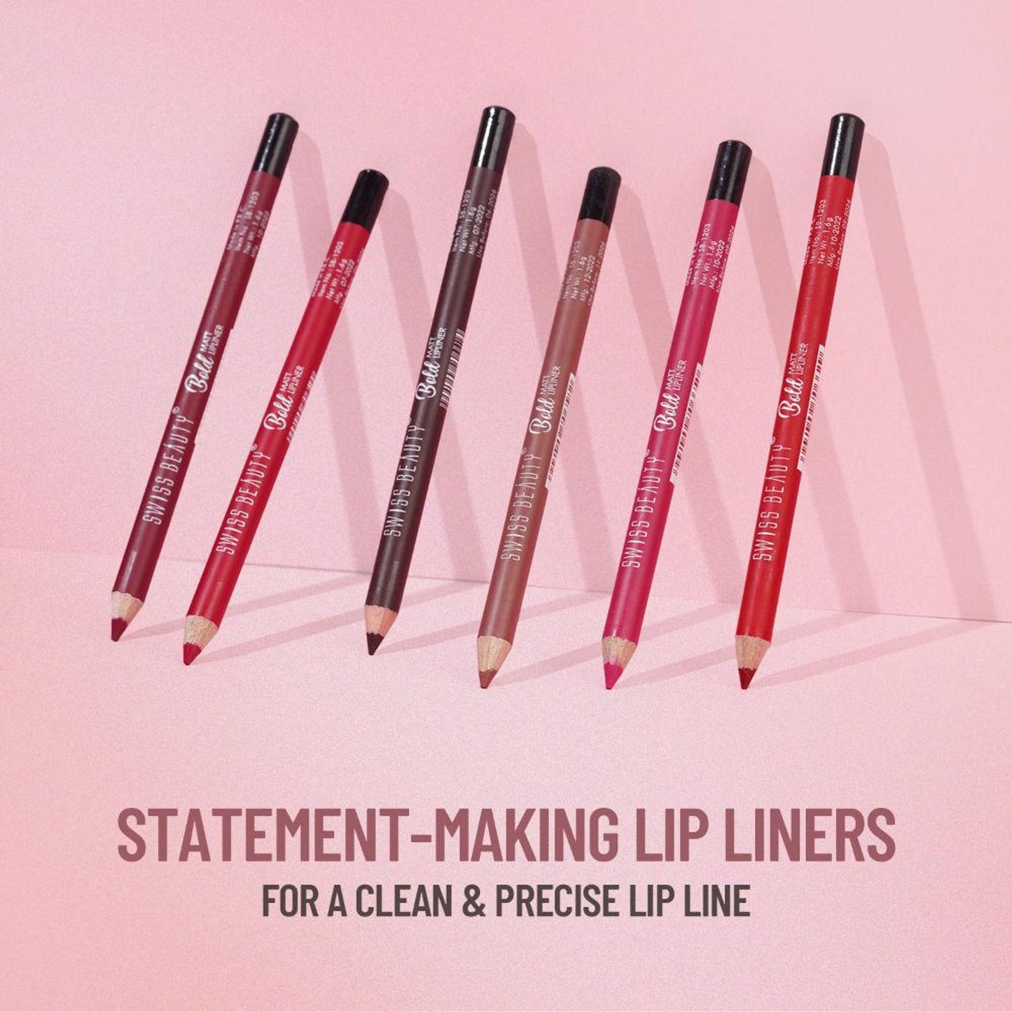 Swiss Beauty Bold Matt Lip Liner Pencil, Long-lasting , Matte Finish , Non-Drying - 10 Pink Crush