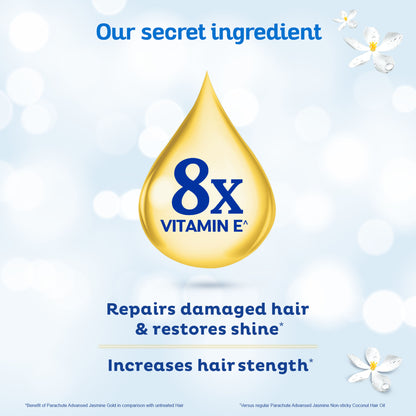 Parachute Advansed Jasmine Gold Coconut Hair Oil, Vitamin-E, Super Shiny Hair, Non-sticky