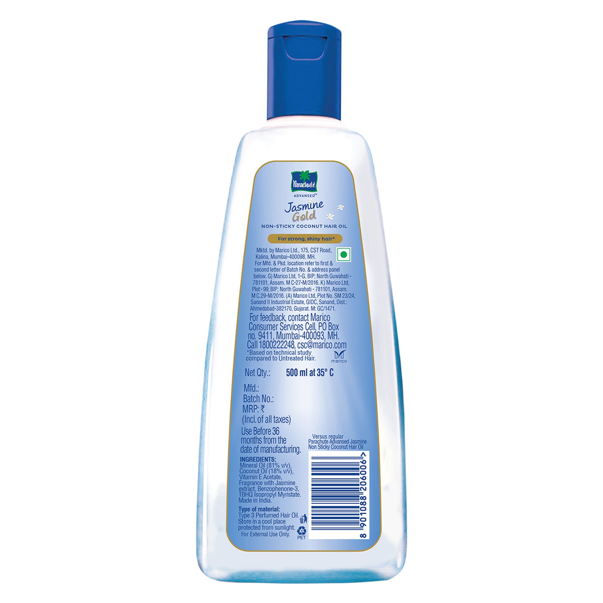Parachute Advansed Jasmine Gold Coconut Hair Oil, Vitamin-E, Super Shiny Hair, Non-sticky