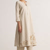 Women's Beige and White Stripe Cotton Linen Co-ord Set