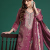 Dhiyona IE Ethnic Motifs Embroidered Sequinned Kurta with Palazzos & Dupatta