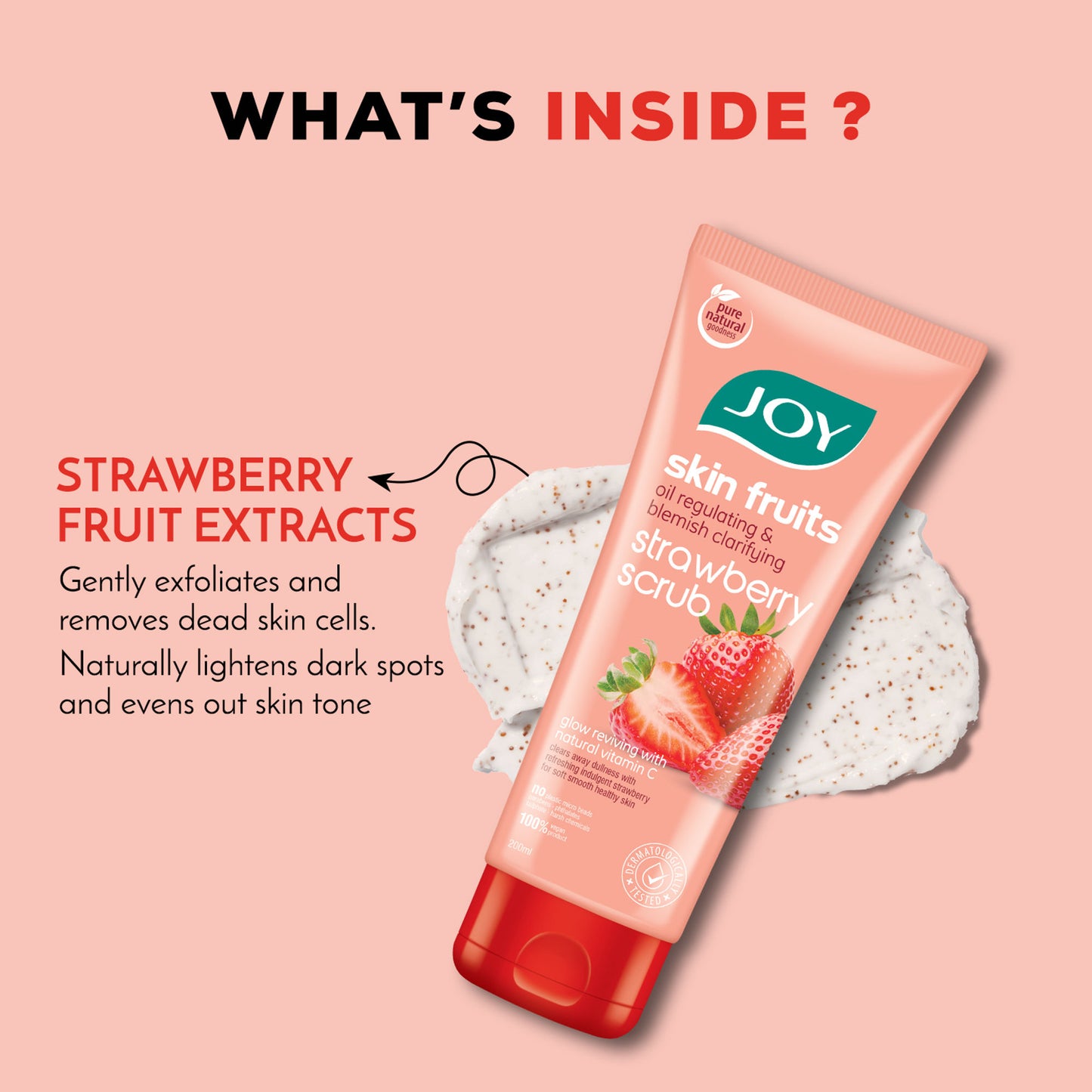 Joy Oil Control Strawberry Face & Body Scrub with Vitamin C for Oily Skin - Blackhead Removal
