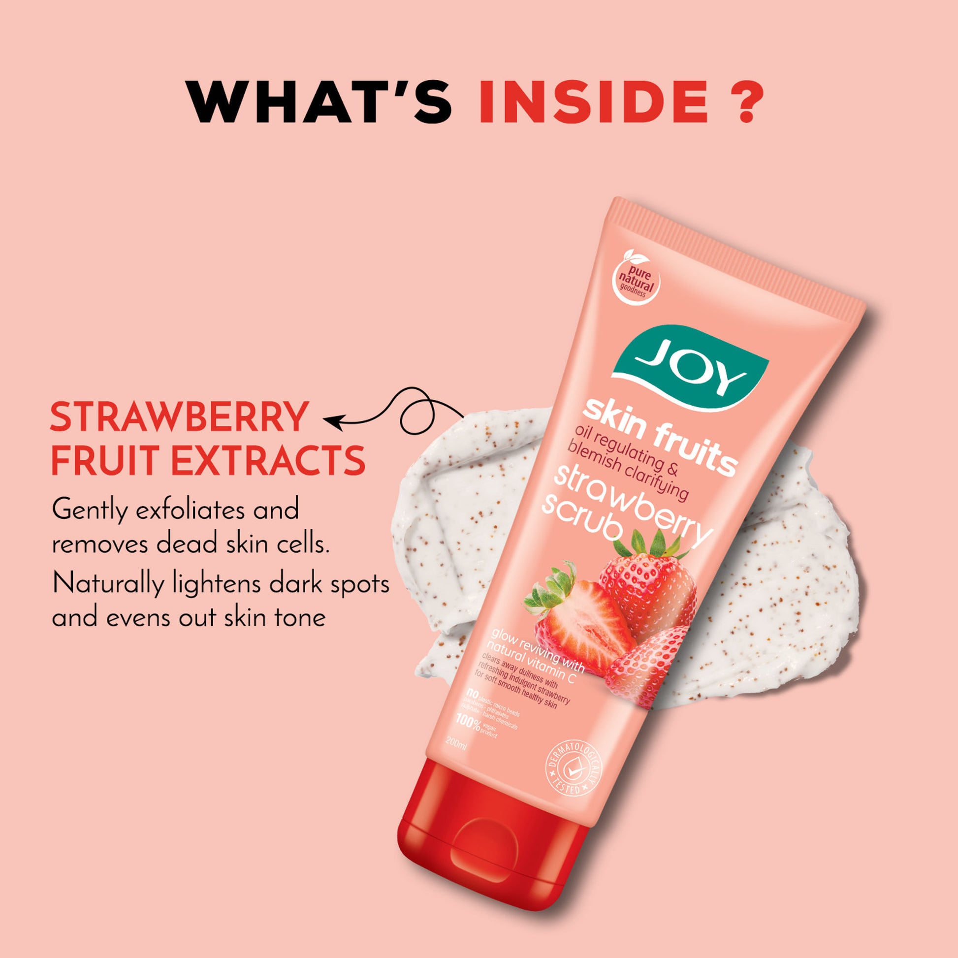 Joy Oil Control Strawberry Face & Body Scrub with Vitamin C for Oily Skin - Blackhead Removal