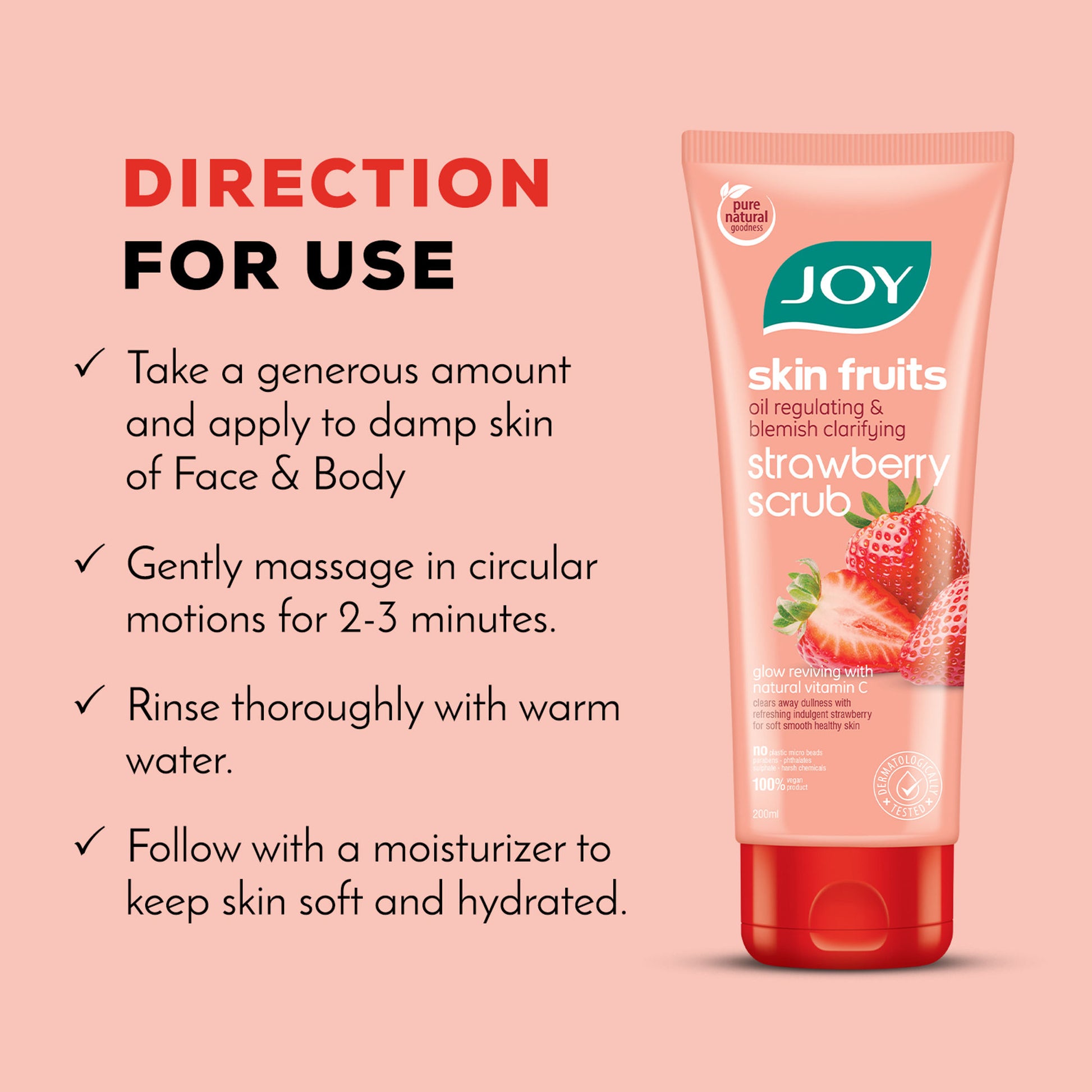 Joy Oil Control Strawberry Face & Body Scrub with Vitamin C for Oily Skin - Blackhead Removal