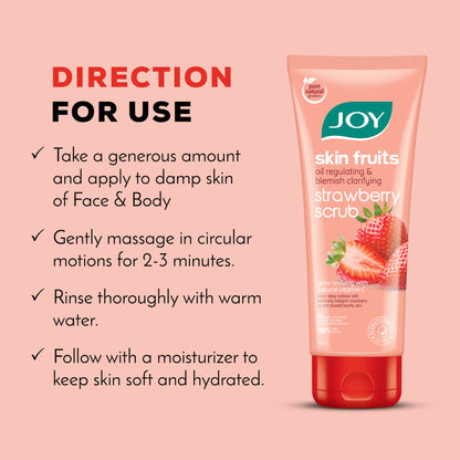 Joy Oil Control Strawberry Face & Body Scrub with Vitamin C for Oily Skin - Blackhead Removal