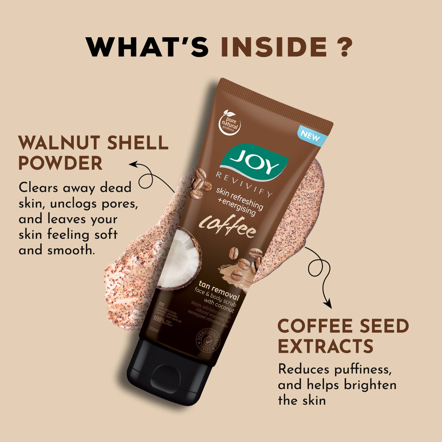 Joy Anti Pollution Exfoliating Coffee Face & Body Scrub For Men & Women