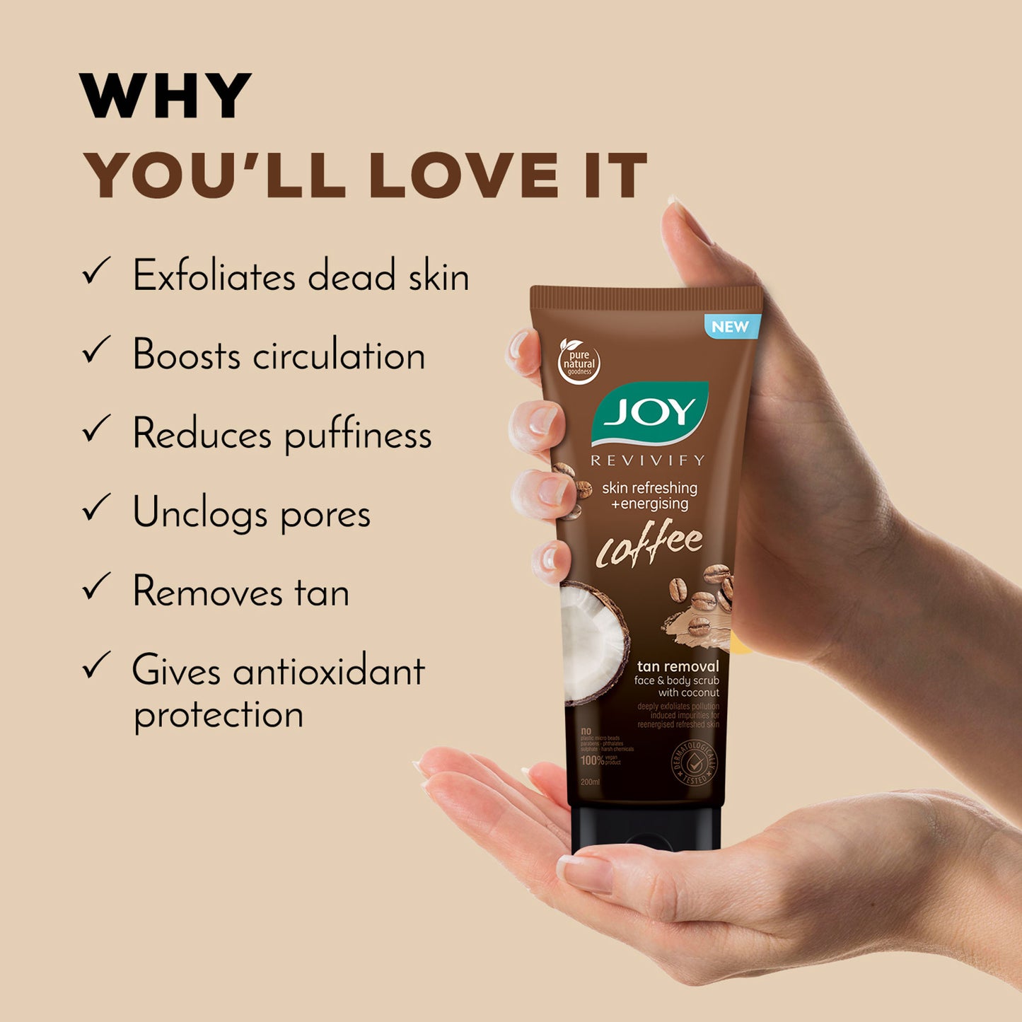 Joy Anti Pollution Exfoliating Coffee Face & Body Scrub For Men & Women