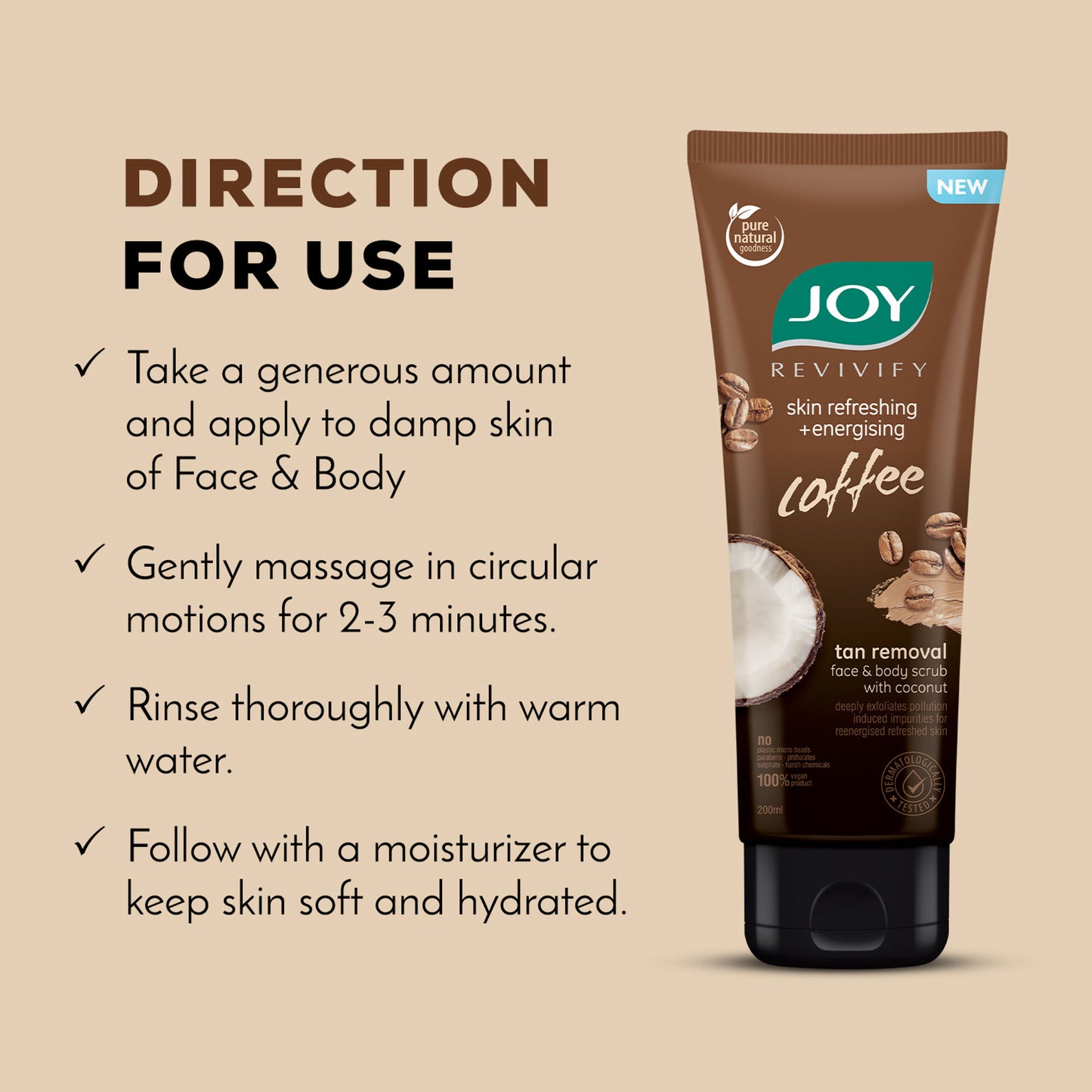 Joy Anti Pollution Exfoliating Coffee Face & Body Scrub For Men & Women