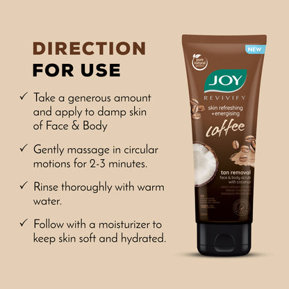 Joy Anti Pollution Exfoliating Coffee Face & Body Scrub For Men & Women