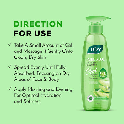 Joy 99% Pure Aloe Vera Gel For Face & Body For Repairing & Soothing Skin For All Day Freshness