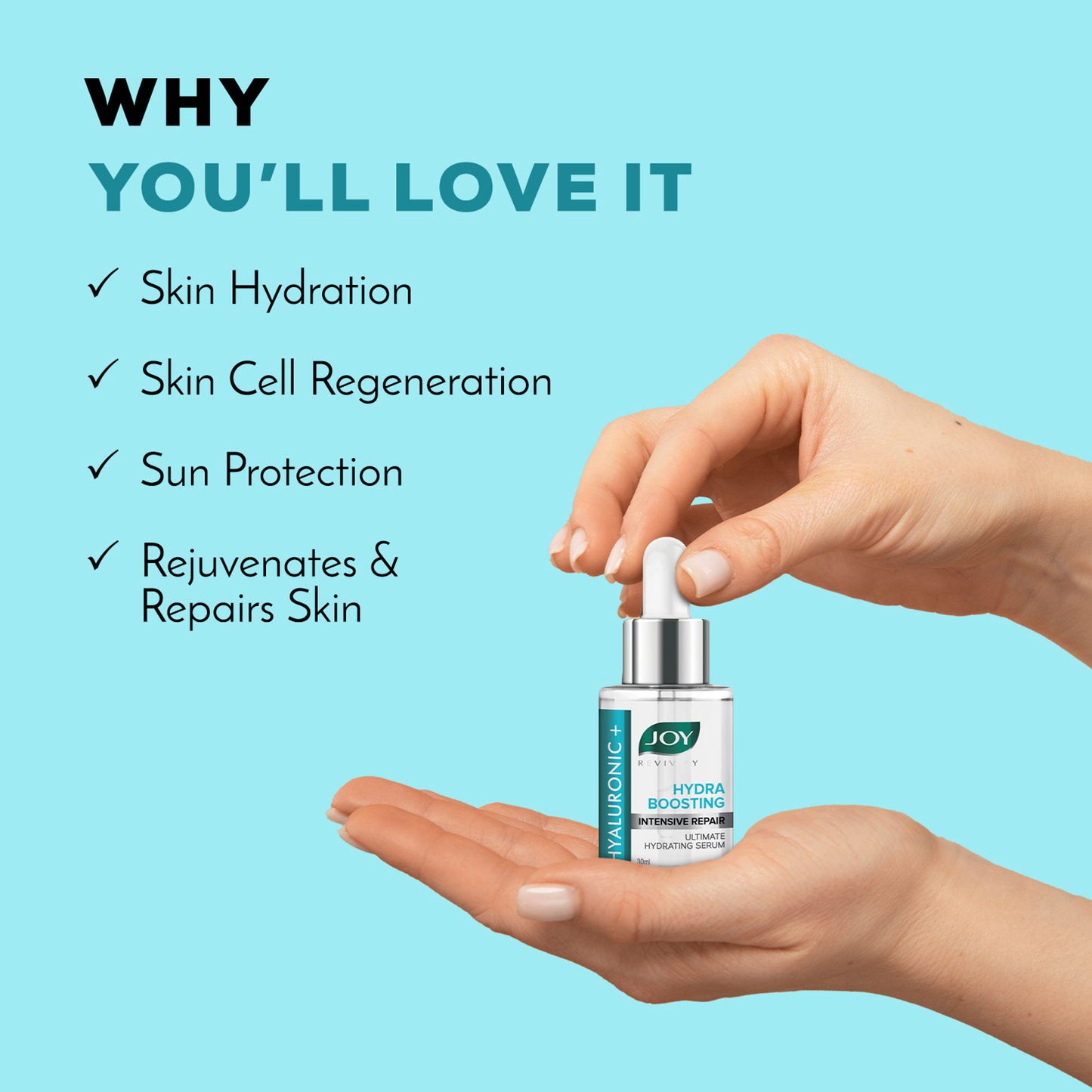 Joy Hydrating Hyaluronic Face Serum for Intensive Repair, Tighens Pores & Improves Skin Texture