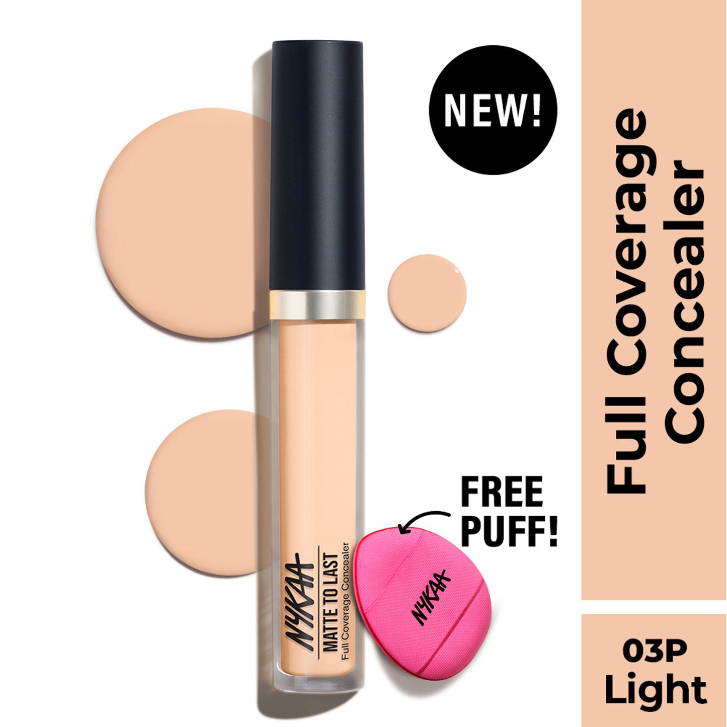 Nykaa Matte To Last Full Coverage Liquid Concealer - 03P Light