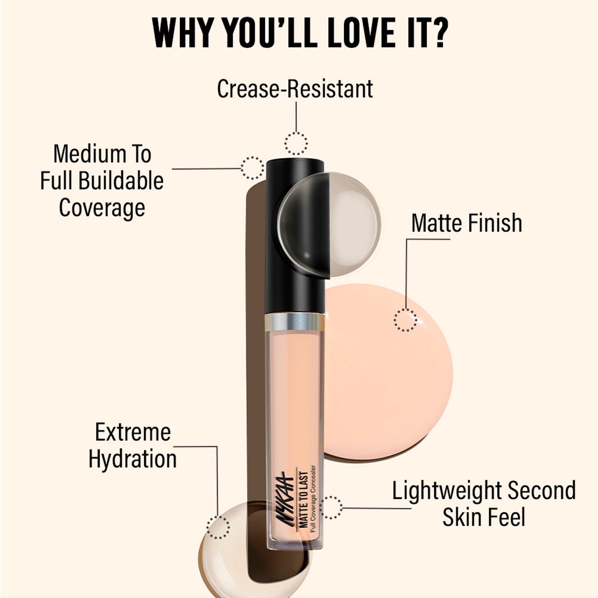 Nykaa Matte To Last Full Coverage Liquid Concealer - 03P Light