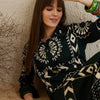 Dhiyona IE Floral Printed Sequinned Shirt Collar A-Line Kurta with Salwar