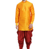 Men's Orange Silk Blend Pathani Kurta and Dhoti Set