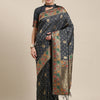 Women's Kanjeevaram Silk Grey Woven Design Designer Saree With Blouse Piece