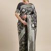 Women's Kanjeevaram Silk Grey Woven Design Designer Saree With Blouse Piece