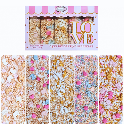 Confect Girls Baby Shower Sprinkles | Mix Heart, Teddy, Baby Feed Bottle & Baby Feet Sprinkles