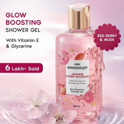 Nykaa Wanderlust Perfume Shower Gel - Hydrating, Relaxing & Cleansing - Japanese Cherry Blossom