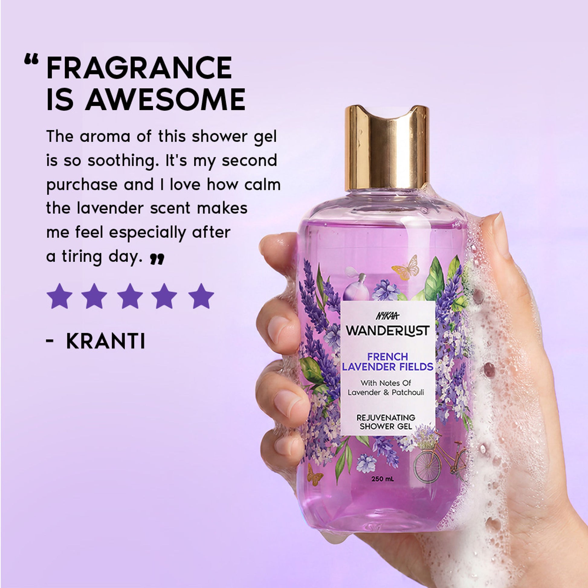 Nykaa Wanderlust Perfume Shower Gel - Hydrating, Relaxing & Cleansing - French Lavender
