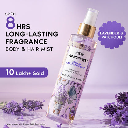 Nykaa Wanderlust 2-in-1 Body & Hair Perfume Mist Long Lasting Fragrance - Upto 8 hours - French Lavender