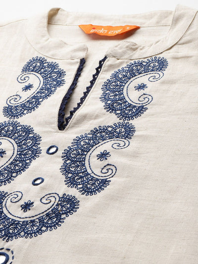 Dhiyona IE Ethnic Motifs Embroidered Regular Thread Work Kurta with Trousers