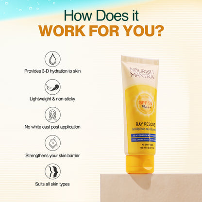 Nourish Mantra Ray Rescue Invisible Sunscreen with SPF 50 & Aquaxyl for UV Protection