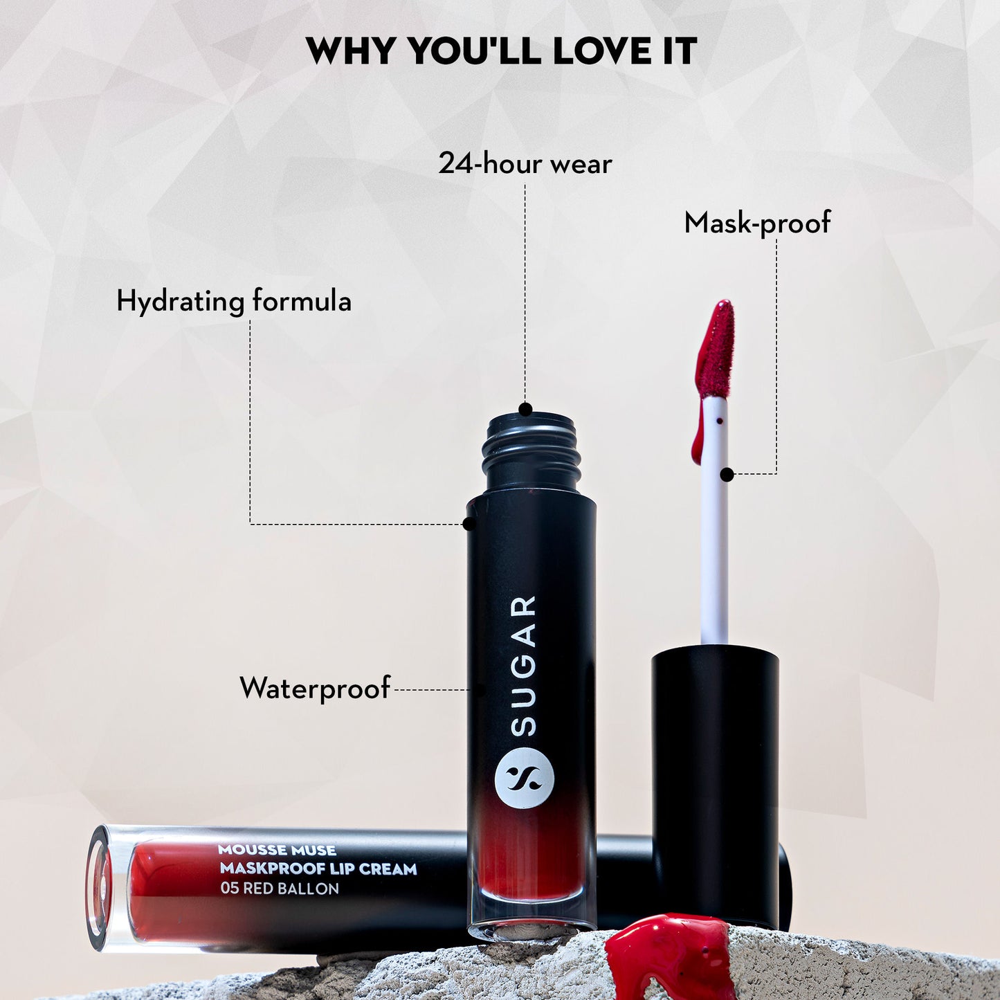 SUGAR Mousse Muse Maskproof Lip Cream - 06 Harmony In Red